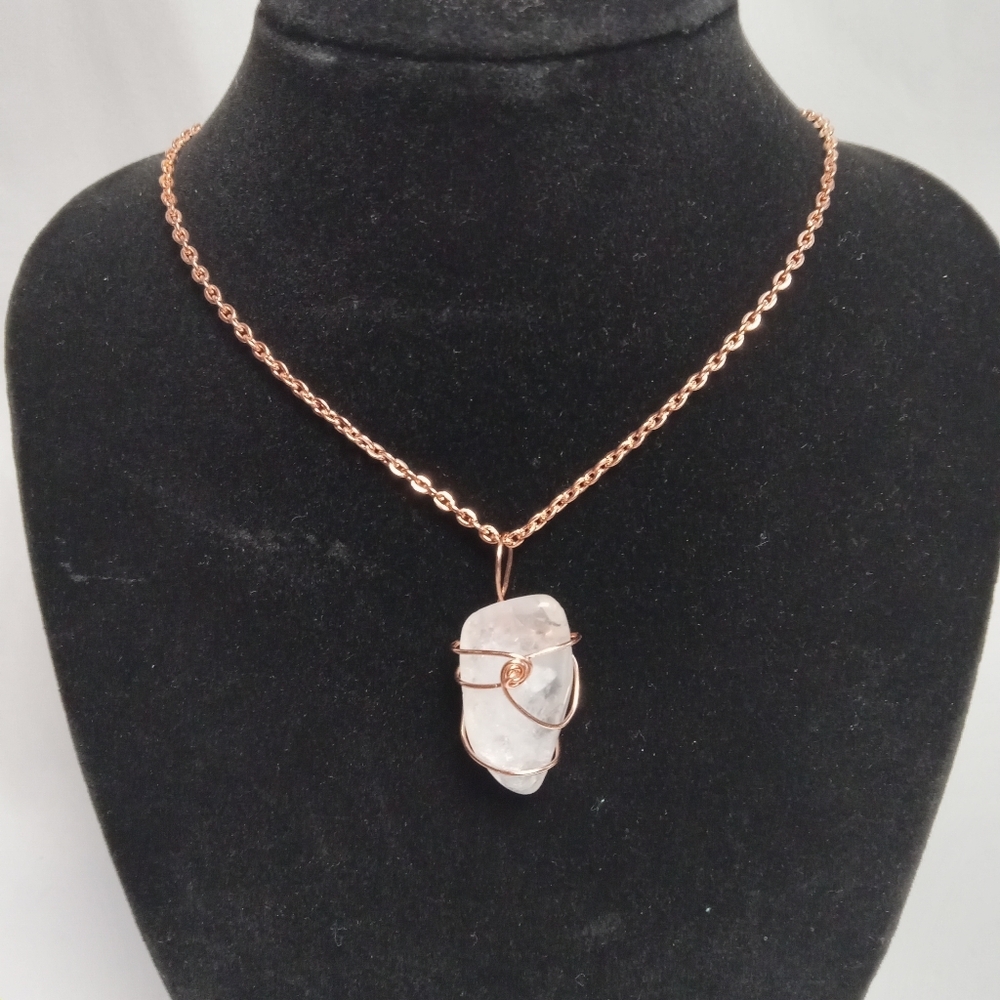 Hand Crafted Rose Gold and White Pendant Necklace